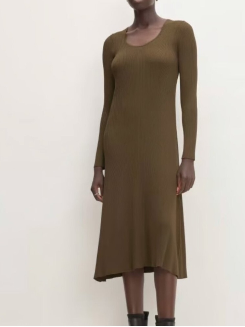 Everlane Green Ribbed Scoop Neck Dress Size XS